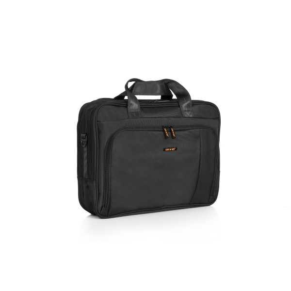 Geanta laptop 15 inch Crest 41x31x12 cm, negru / portocaliu